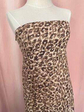 Carolina Belle Linen Blend Leopard Print Strapless Maxi Dress Size M